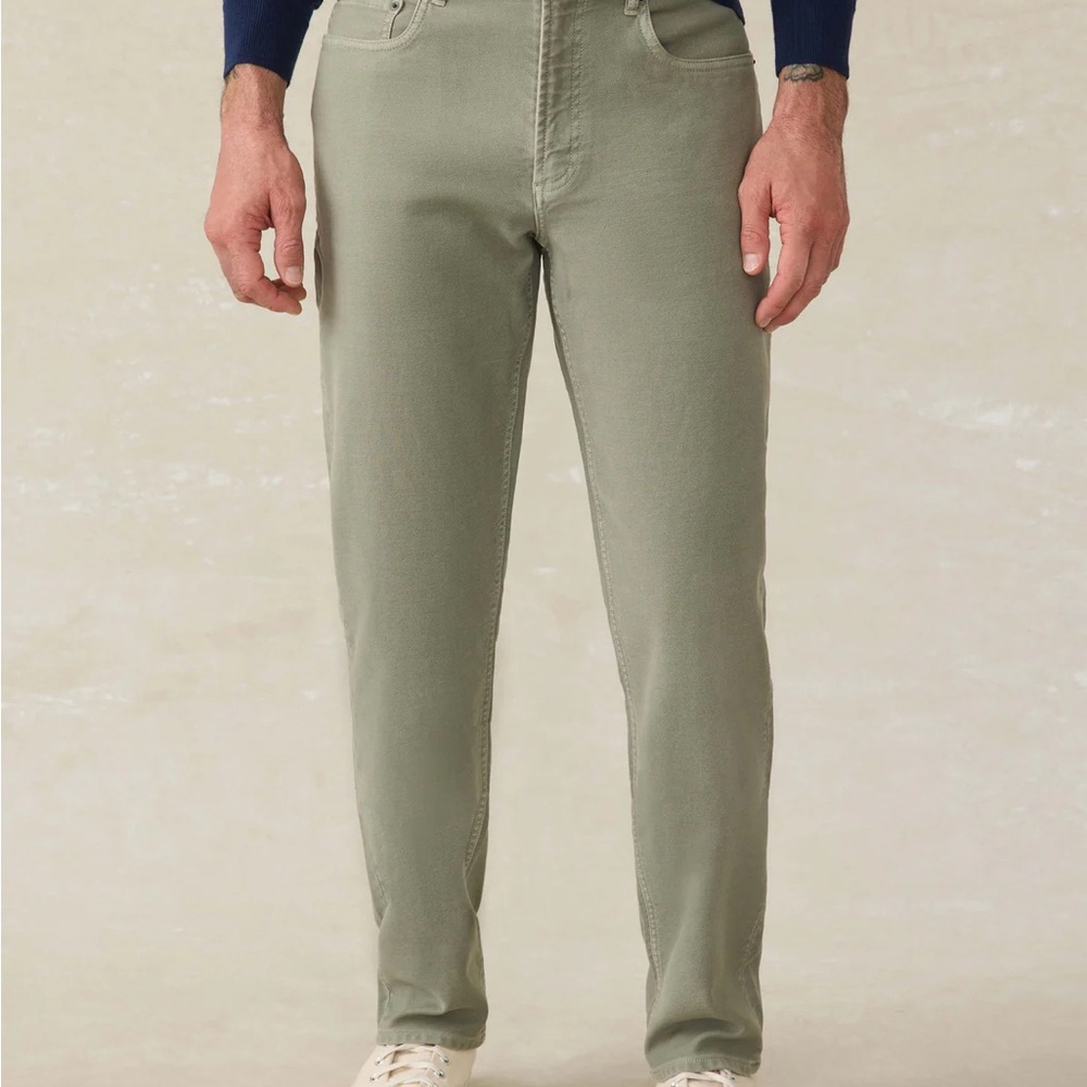 Faherty Men's stretch terry 5pocket faded olive